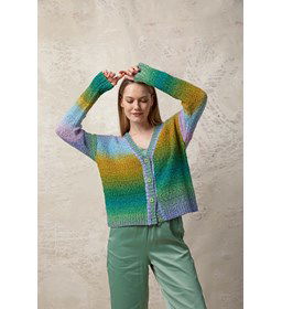 Damesvest in frisse lente kleuren gemaakt van Lang Yarns Paradise