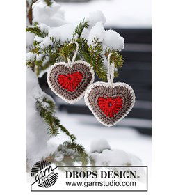 Kersthanger gemberbroodhart gemaakt van Drops Muskat