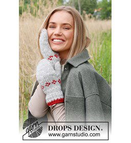 Wanten met Scandinavisch patroon gemaakt van Drops Snow - Eskimo