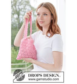 Zomerse gehaakte tas met waaierpatroon in katoen gemaakt van Drops Safran