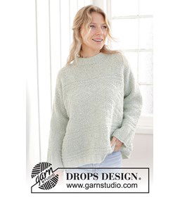 Damestrui met reliëfpatroon en dubbele halsrand gemaakt van Drops Air