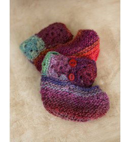 Slofjes gemaakt van Lang Yarns Mille colori baby