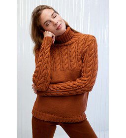 Damestrui met dubbele halsboord gemaakt van Lang Yarns Merino 70 en color