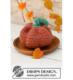 Decoratie pompoen gemaakt van Drops Merino extra fine