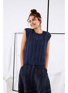 Damesshirt in ajour- en kabelpatroon