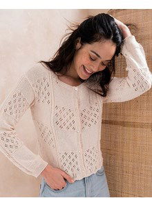 damesvest Lenias met blokken in ajourpatroon