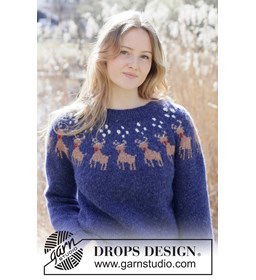 Gebreide kersttrui met rendier in zachte DROPS Air gemaakt van Breinaalden zonder knop