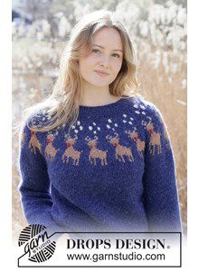 Gebreide kersttrui met rendier in zachte DROPS Air