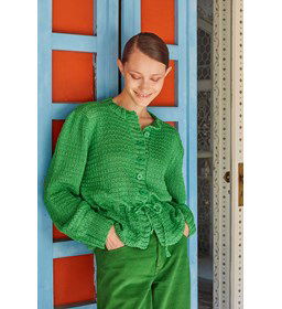 Damesvest met taillekoord gemaakt van Lang Yarns Wooladdicts Sunshine - Sunshine colour