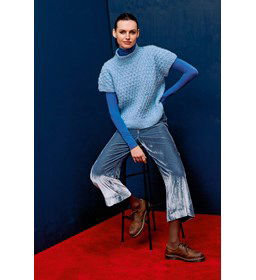 Trui met kort aangebreid mouwtje gemaakt van Lang Yarns Baby Lama