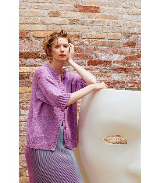 Breipatroon Damesvest Art Walk met driekwart mouwen en ronde hals