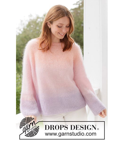 Breipatroon Luchtige mohair trui met strepen en raglanmouwen