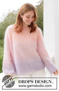 luchtige mohair trui met strepen en raglanmouwen