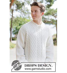 Gebreide herentrui met kabels in DROPS Air gemaakt van Handwerk accesoires