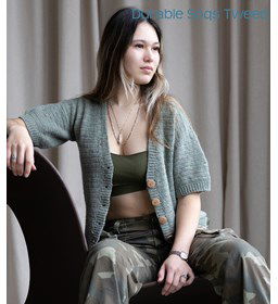 Damesvest met korte mouwen gemaakt van Durable soqs tweed