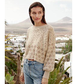 Damestrui met gaatjespatroon gehaakt gemaakt van Lana Grossa Ecopuno