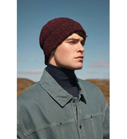 Herenmuts met dubbel gevouwen rand gemaakt van Lang Yarns Donegal Tweed Plus