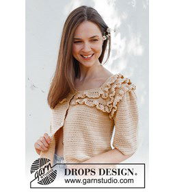 Gehaakt damesvest met ruches gemaakt van Drops Safran