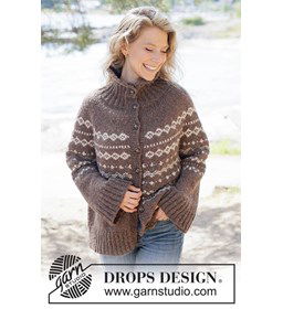 Damesvest Afternoon Coffee Cardigan gemaakt van Drops Air