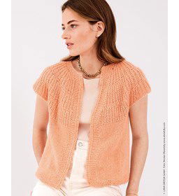 Damesvest met korte vlindermouwen gemaakt van Lana Grossa Linarte