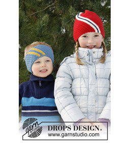 Muts en hoofdband met vlag  gemaakt van Drops Merino extra fine