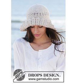Zonnehoed voor dames gemaakt van Drops Cotton Light