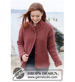 Damesvest met reliëf gemaakt van Drops Alaska