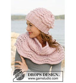 Muts en halswarmer gemaakt van Drops Snow - Eskimo