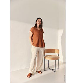 Dames topje in patentsteek gemaakt van Lana Grossa Solo Lino