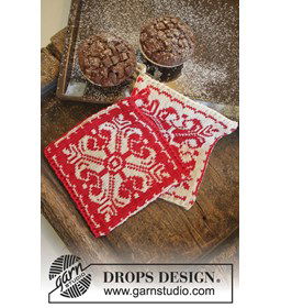 Pannenlap met Noors patroon gemaakt van Drops Muskat