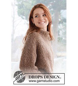 Damestrui met opstaande halsboord gemaakt van Rondbreinaald nr 5,5