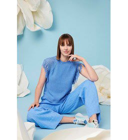 Shirt Matoaka in western style met franjes langs schouderlijn gemaakt van Boeken Lang Yarns