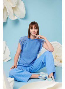 Shirt Matoaka in western style met franjes langs schouderlijn