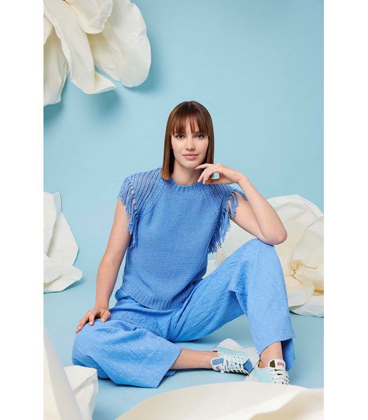 Breipatroon Shirt Matoaka in western style met franjes langs schouderlijn