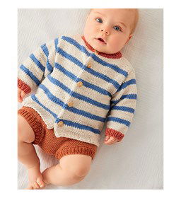 Babyvest met streepjes en knoopsluiting gemaakt van Phildar Phil Cabotine