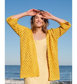 vest met driekwart lange mouwen gemaakt van Lana Grossa Linarte