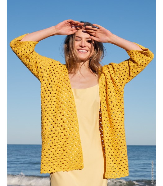 Haakpatroon vest met driekwart lange mouwen