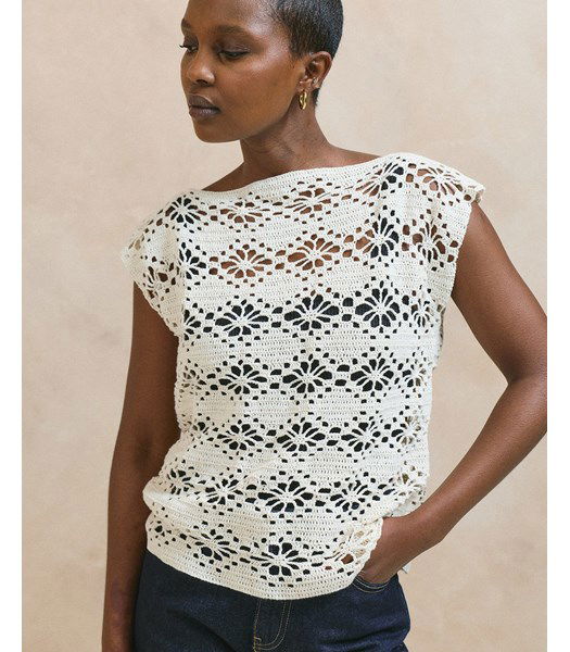 Haakpatroon Damestop in filethaakwerk