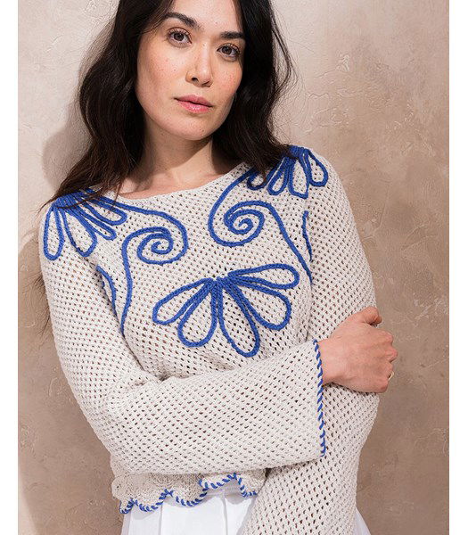 Breipatroon damestrui Lazare met gehaakt fantasiepatroon
