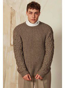 Herentrui met kabelpatroon op de mouwen