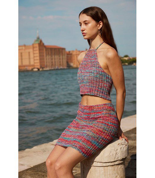 Breipatroon Korte haltertop Sirens call met smal halskoordje