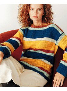 Gestreepte damestrui met rechte hals