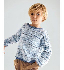 Kindertrui met wijde halsboord gemaakt van Phildar Phil Ocean