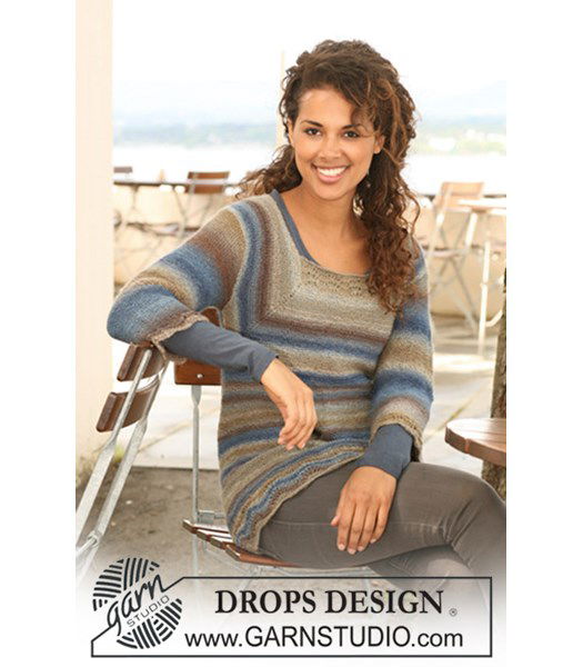 Breipatroon Gebreide DROPS tuniek met mouwen in ribbelst en golvenpatroon van Delight.