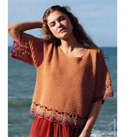 damesshirt met open boogjespatroon gemaakt van Lana Grossa Diversa