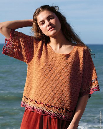 damesshirt met open boogjespatroon