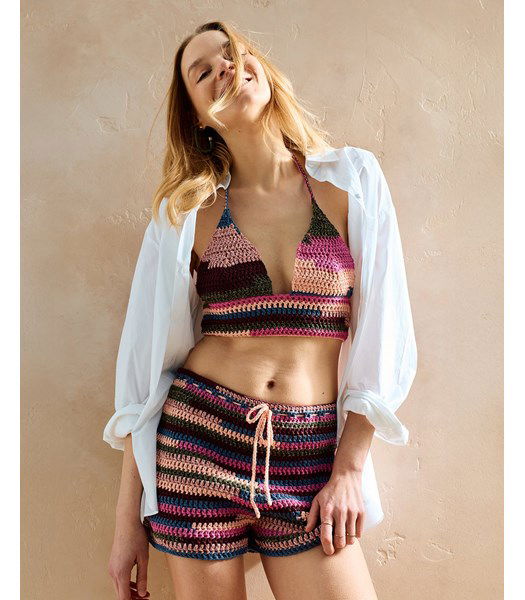 Haakpatroon bikini top en broek met korte pijpjes