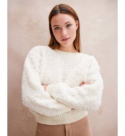 Damestrui van boucle garen gemaakt van Breinaalden