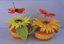 Vilt patroon Zonnebloem met vlinder cupcake
