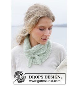 Sjaaltje in ribbelsteek gemaakt van Drops Kid Silk